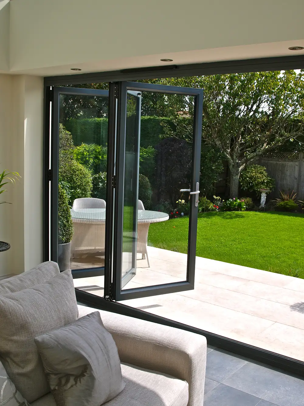 black bifold door
