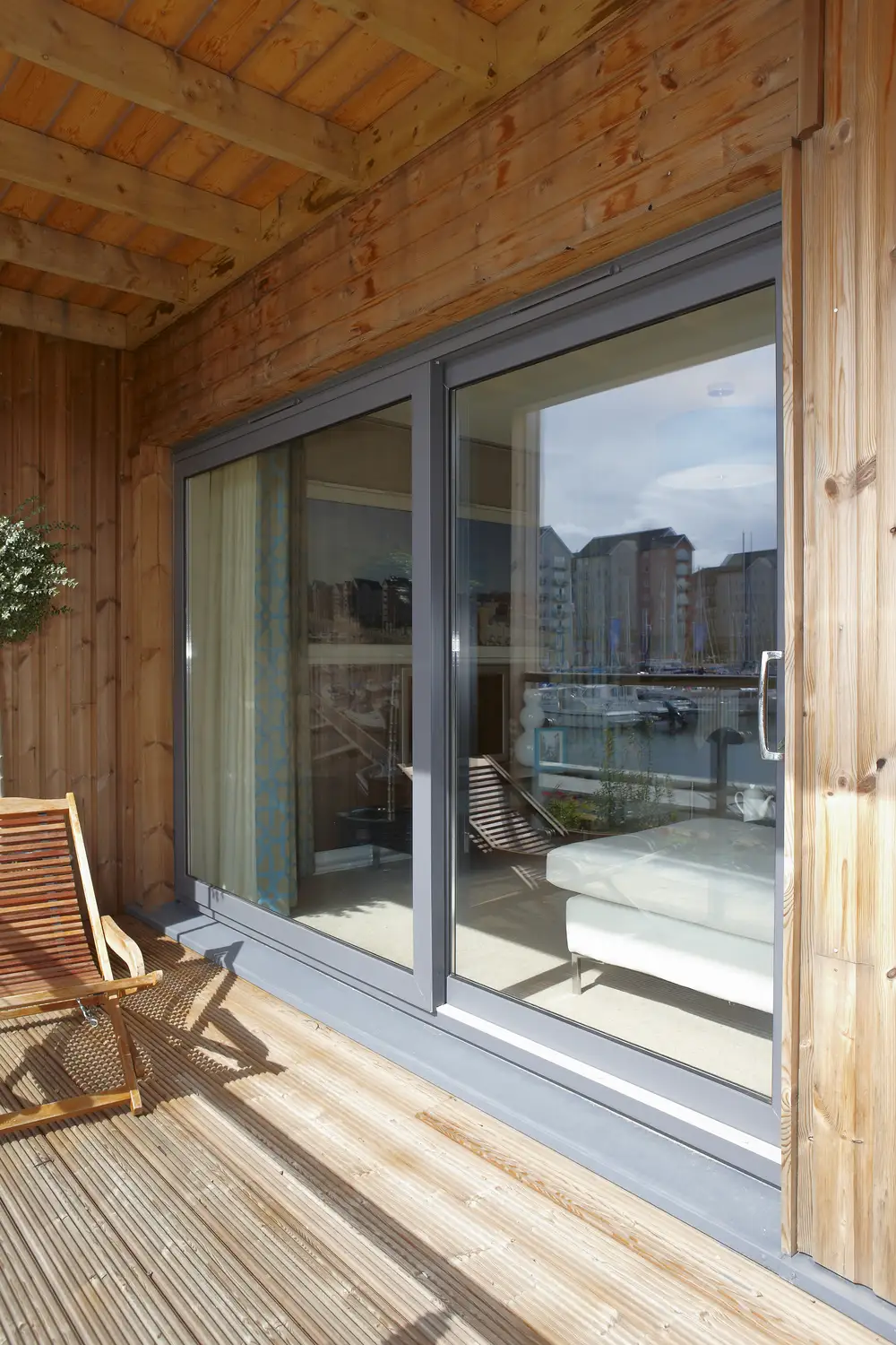 rehau black sliding door