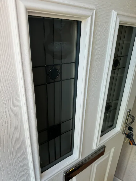 white composite front door